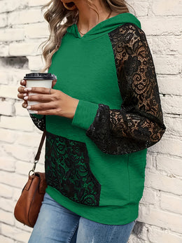 jkthpu-45 Women'S Plus Size Elegant Hoodie with Lace Trim