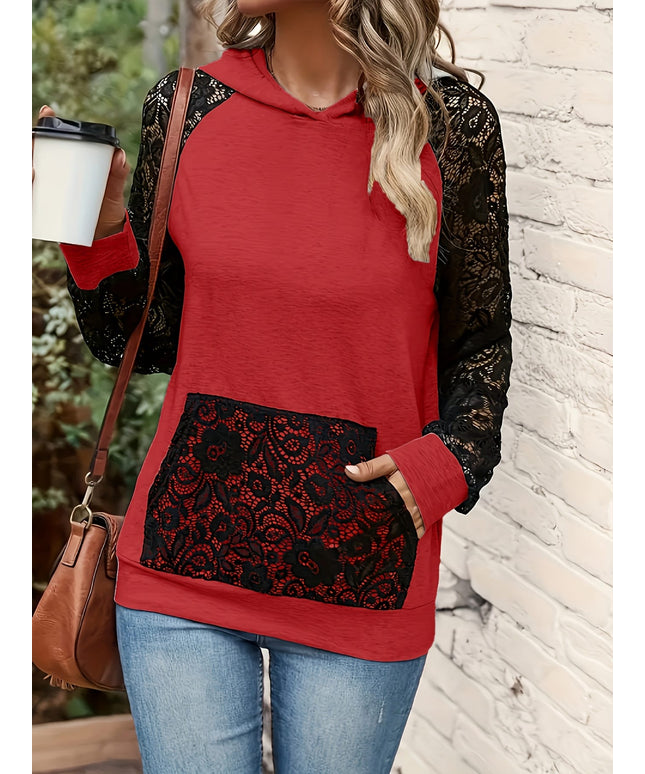 jkthpu-45 Women'S Plus Size Elegant Hoodie with Lace Trim