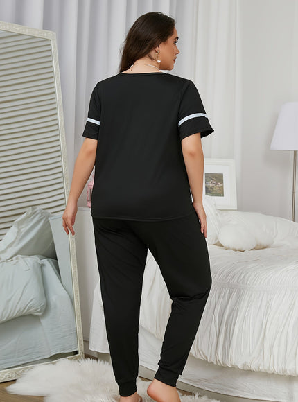 jkthpu-45 Women'S Plus Size Heart Print Pajama Set -