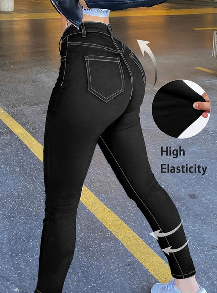 jkthpu-45 Women'S Plus Size High-Waist Stretch Denim Jeans -