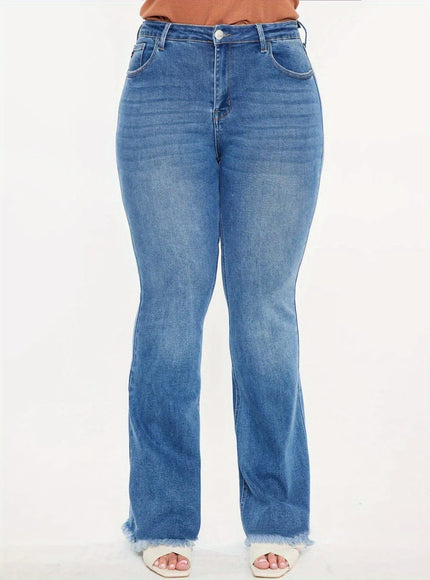 jkthpu-45 Women'S Plus Size High-Waist Stretch Flare Jeans -