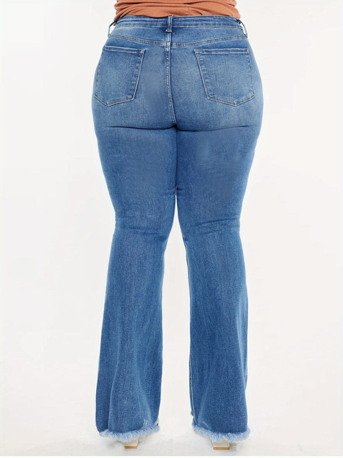 jkthpu-45 Women'S Plus Size High-Waist Stretch Flare Jeans -