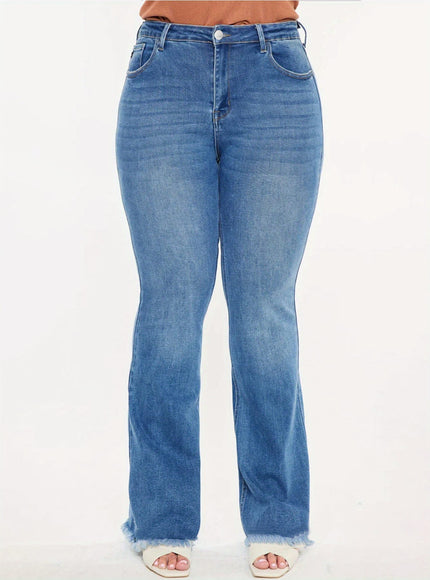 jkthpu-45 Women'S Plus Size High-Waist Stretch Flare Jeans -