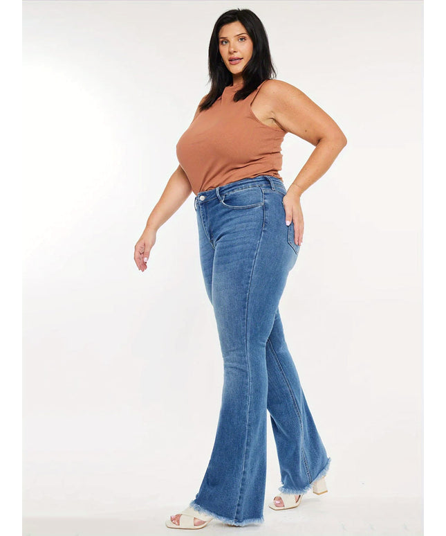 jkthpu-45 Women'S Plus Size High-Waist Stretch Flare Jeans -