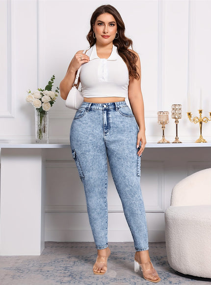 jkthpu-45 Women'S Plus Size High-Waisted Stretch Denim Jeans with