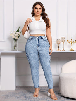 jkthpu-45 Women'S Plus Size High-Waisted Stretch Denim Jeans with