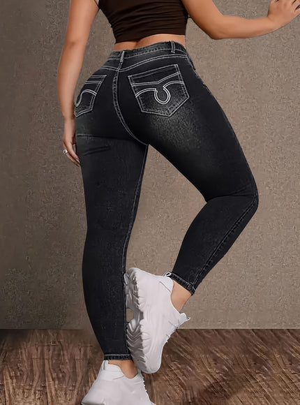 jkthpu-45 Women'S Plus Size High-Waisted Stretch Jeans - Non-See-Through