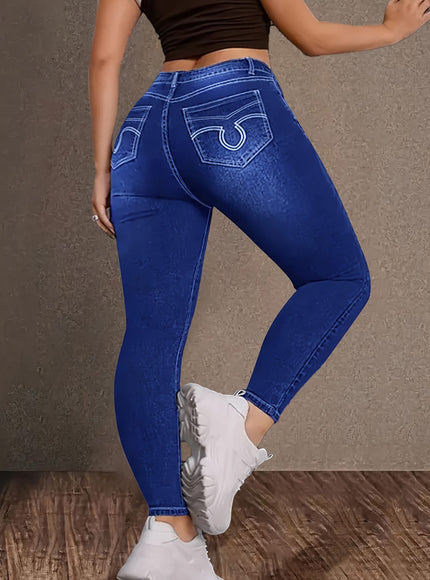 jkthpu-45 Women'S Plus Size High-Waisted Stretch Jeans - Non-See-Through
