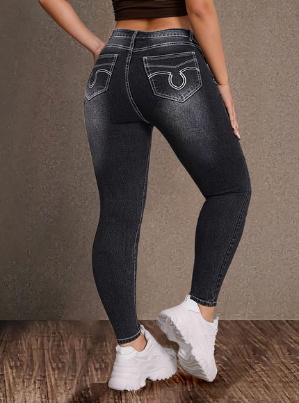 jkthpu-45 Women'S Plus Size High-Waisted Stretch Jeans - Non-See-Through