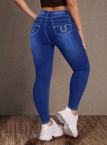 jkthpu-45 Women'S Plus Size High-Waisted Stretch Jeans - Non-See-Through