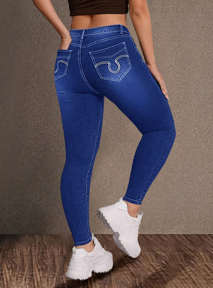 jkthpu-45 Women'S Plus Size High-Waisted Stretch Jeans - Non-See-Through