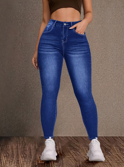 jkthpu-45 Women'S Plus Size High-Waisted Stretch Jeans - Non-See-Through