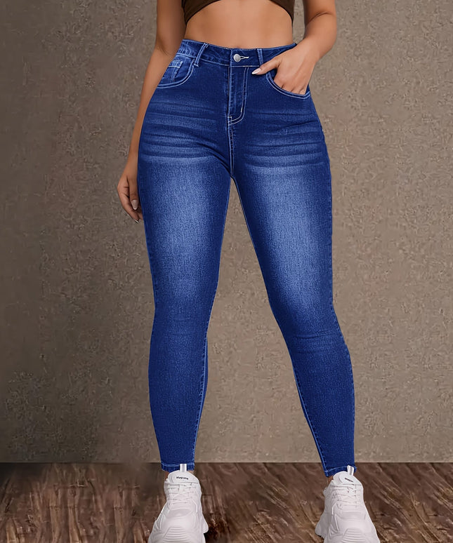 jkthpu-45 Women'S Plus Size High-Waisted Stretch Jeans - Non-See-Through