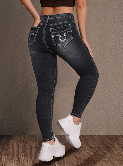 jkthpu-45 Women'S Plus Size High-Waisted Stretch Jeans - Non-See-Through
