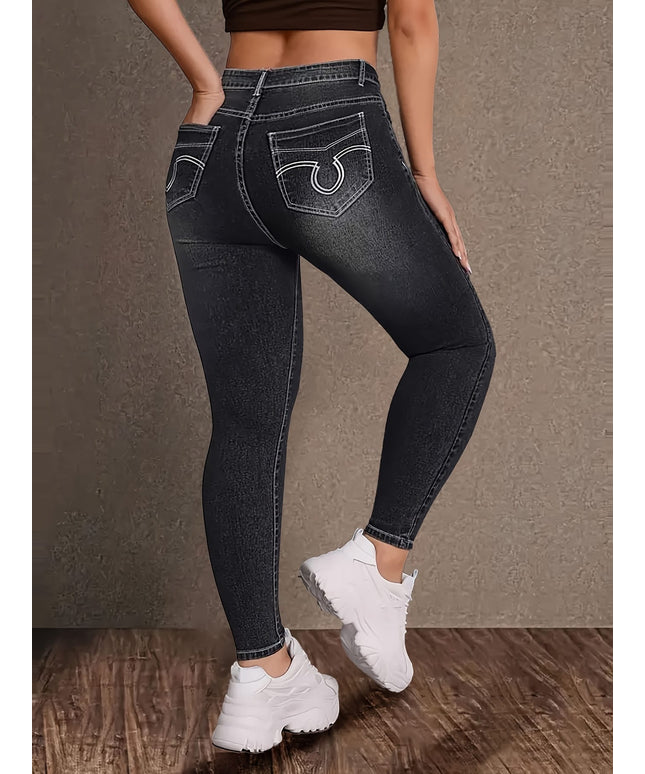 jkthpu-45 Women'S Plus Size High-Waisted Stretch Jeans - Non-See-Through