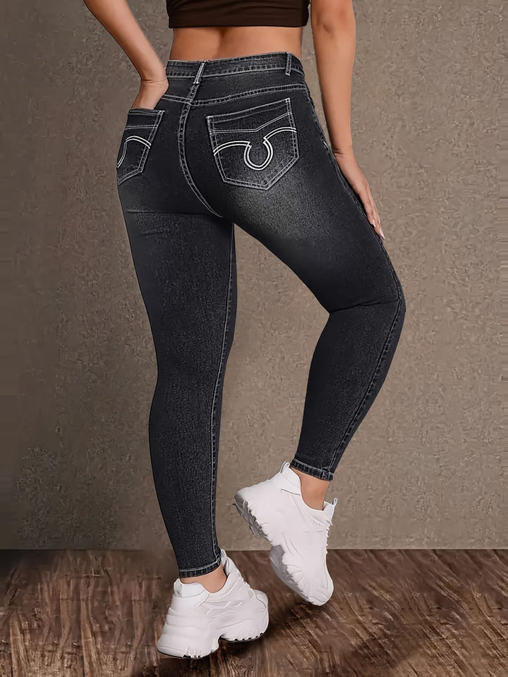 Women'S Plus Size High-Waisted Stretch Jeans - Non-See-Through
