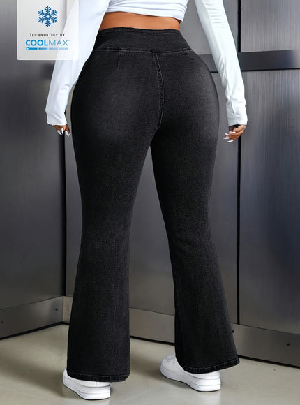 jkthpu-45 Women'S Plus Size High-Waisted Stretchy Flare Jeans -