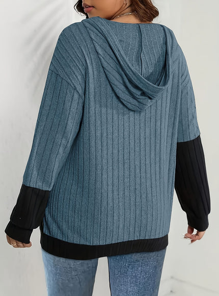 jkthpu-45 Women's Plus Size Hoodie - Navy Blue &