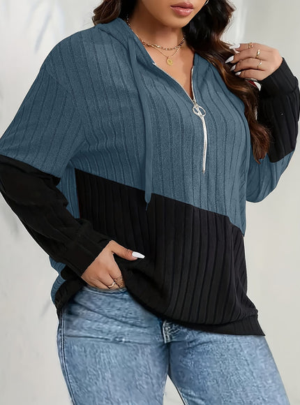 jkthpu-45 Women's Plus Size Hoodie - Navy Blue &