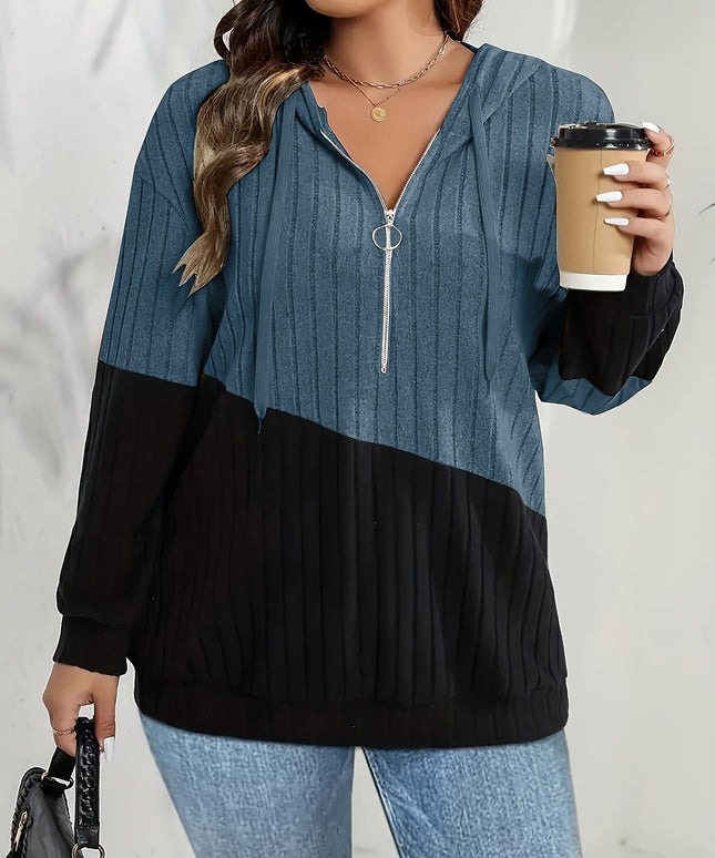 jkthpu-45 Women's Plus Size Hoodie - Navy Blue &