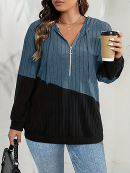 jkthpu-45 Women's Plus Size Hoodie - Navy Blue &