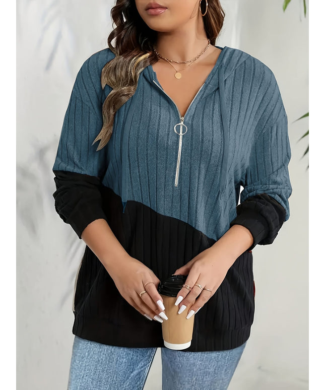 jkthpu-45 Women's Plus Size Hoodie - Navy Blue &