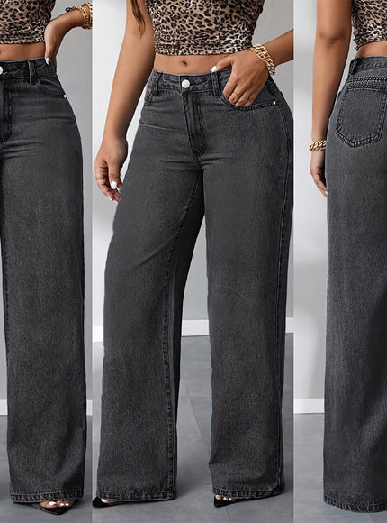 jkthpu-45 Women'S Plus Size Jeans - Stretchy Non-See-Through Wide