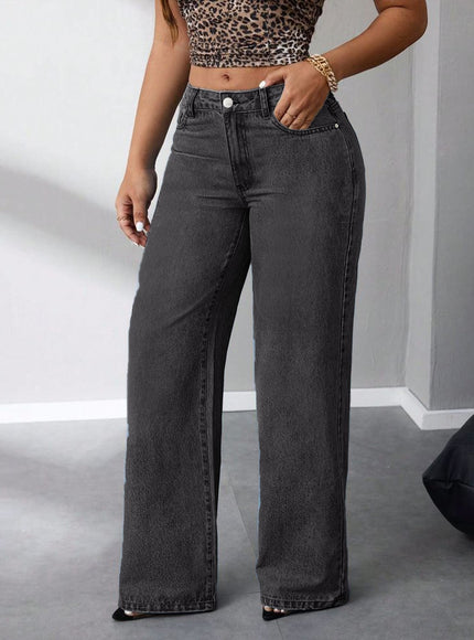 jkthpu-45 Women'S Plus Size Jeans - Stretchy Non-See-Through Wide