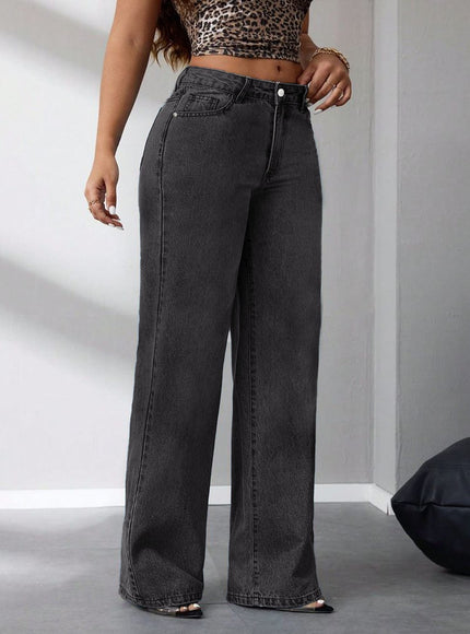jkthpu-45 Women'S Plus Size Jeans - Stretchy Non-See-Through Wide