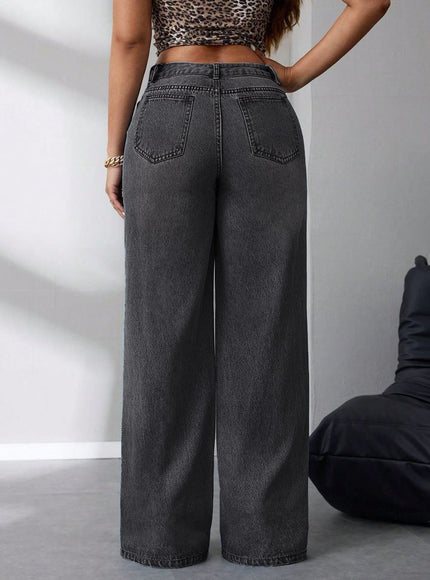 jkthpu-45 Women'S Plus Size Jeans - Stretchy Non-See-Through Wide