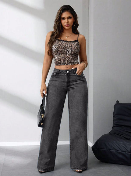jkthpu-45 Women'S Plus Size Jeans - Stretchy Non-See-Through Wide