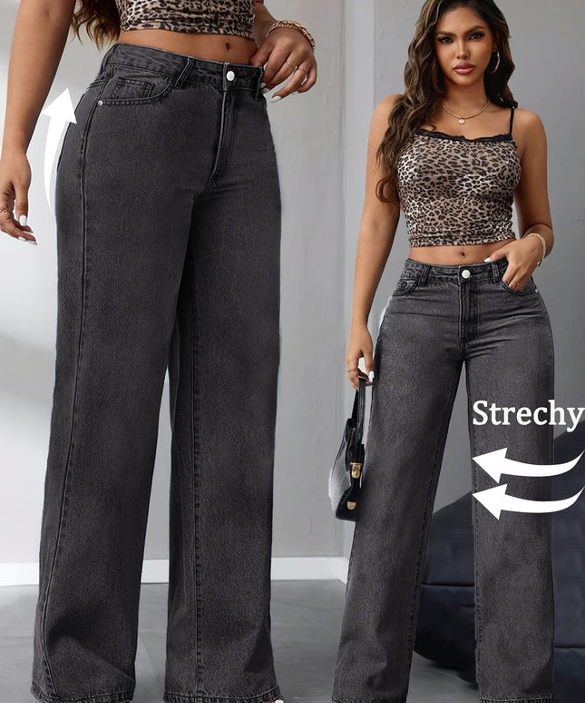 jkthpu-45 Women'S Plus Size Jeans - Stretchy Non-See-Through Wide