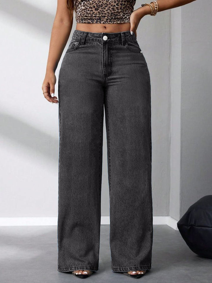 Women'S Plus Size Jeans - Stretchy Non-See-Through Wide