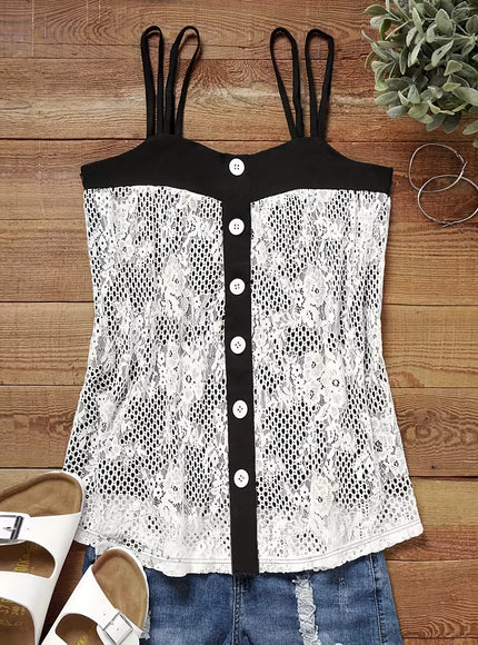 jkthpu-45 Women'S Plus Size Lace Trim Cami Top with