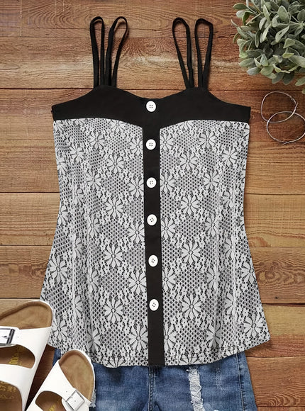 jkthpu-45 Women'S Plus Size Lace Trim Cami Top with