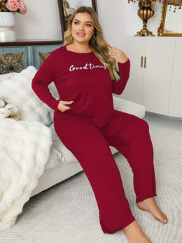 jkthpu-45 Women's Plus Size Long Sleeve and Pants Sleep
