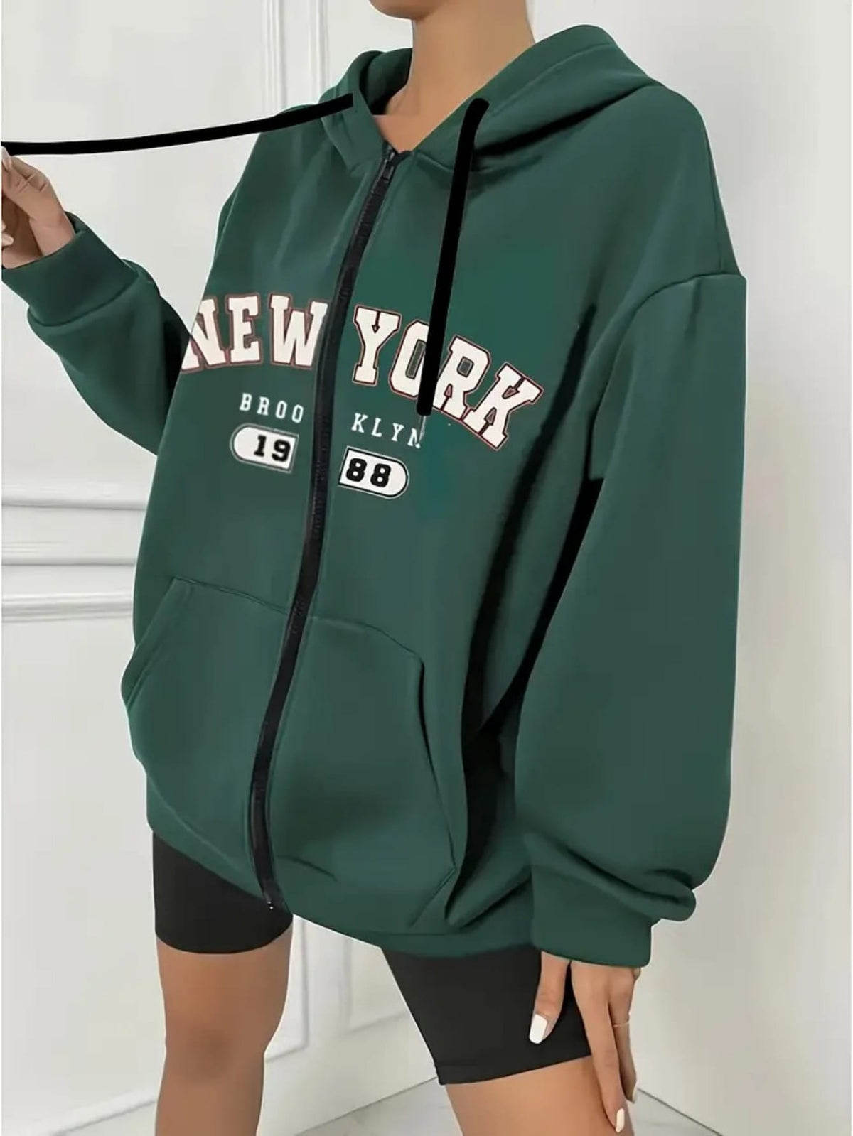 jkthpu-45 Women's Plus Size New York Graphic Hoodie -