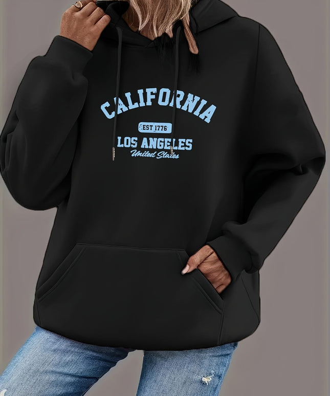 jkthpu-45 Women's Plus Size Oversized Hoodie with California Los