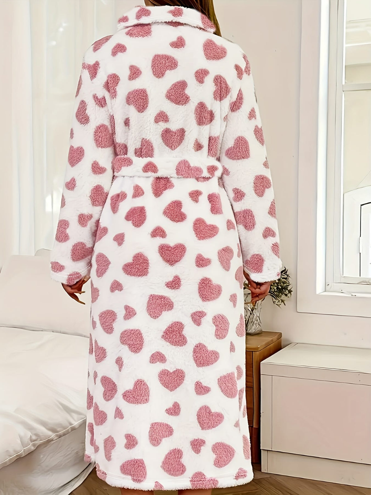 KissICON Women'S Plus Size Robe - Elegant Heart Pattern