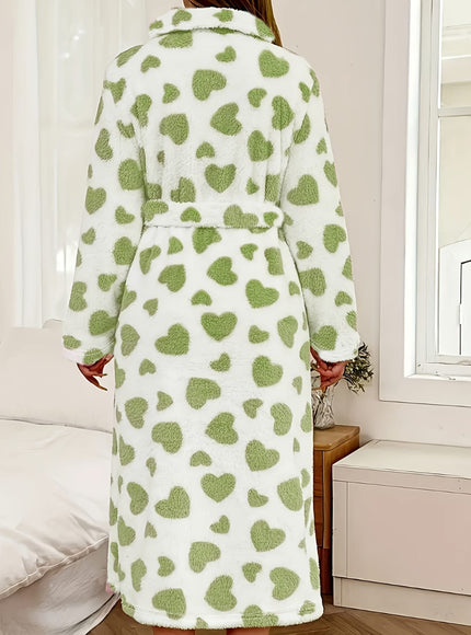 KissICON Women'S Plus Size Robe - Elegant Heart Pattern