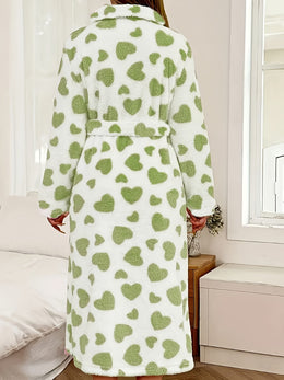 KissICON Women'S Plus Size Robe - Elegant Heart Pattern