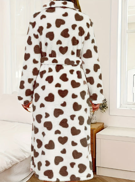 KissICON Women'S Plus Size Robe - Elegant Heart Pattern