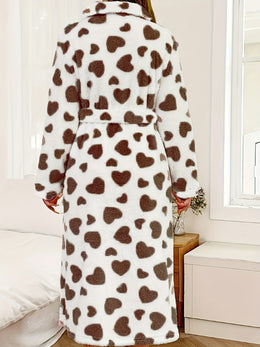 KissICON Women'S Plus Size Robe - Elegant Heart Pattern