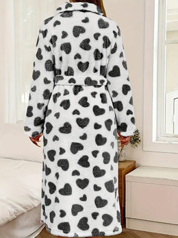 KissICON Women'S Plus Size Robe - Elegant Heart Pattern