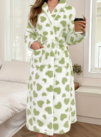 KissICON Women'S Plus Size Robe - Elegant Heart Pattern