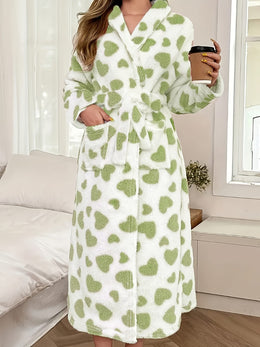 KissICON Women'S Plus Size Robe - Elegant Heart Pattern