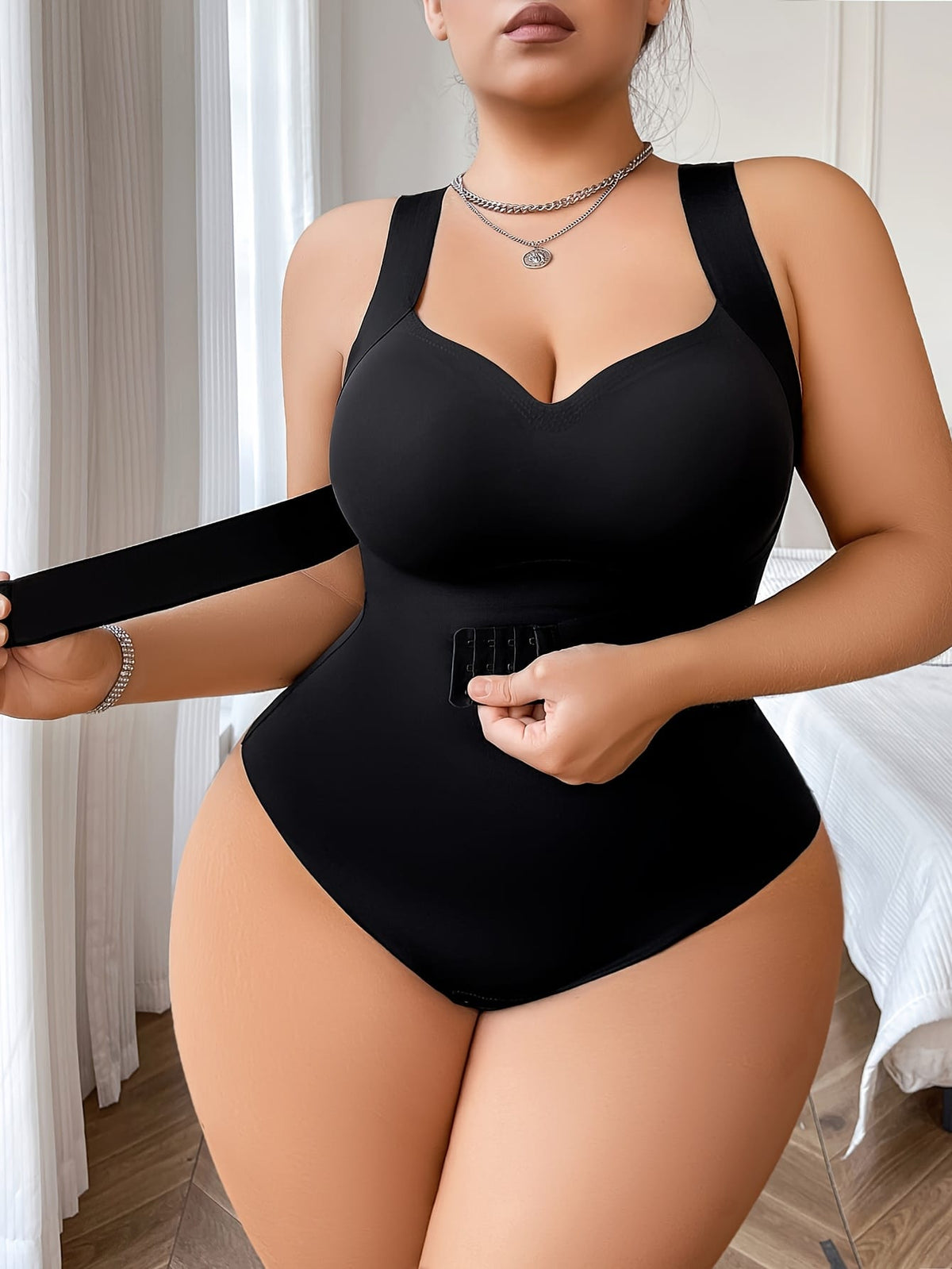 jkthpu-45 Women's Plus Size Seamless One-Piece Shapewear Bodysuit -