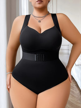jkthpu-45 Women's Plus Size Seamless One-Piece Shapewear Bodysuit -