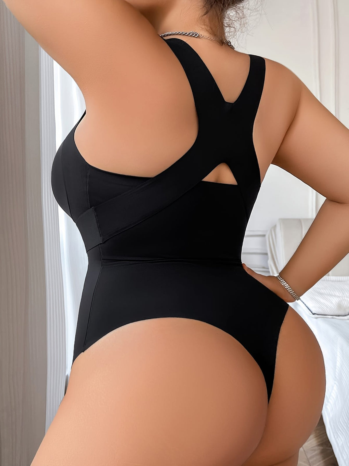 jkthpu-45 Women's Plus Size Seamless One-Piece Shapewear Bodysuit -