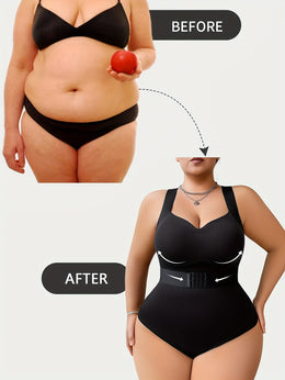 jkthpu-45 Women's Plus Size Seamless One-Piece Shapewear Bodysuit -